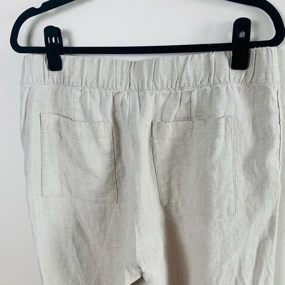 Pure Jill 100% Linen Pant Women Small Beige Pull On Elastic Waist Cropped Casual - Picture 4 of 6
